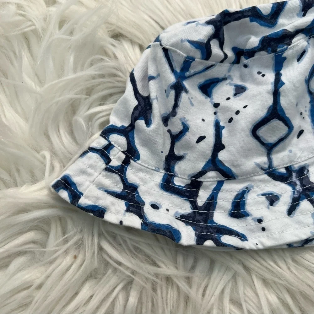 Sterling Baby Hat White Blue Geometric